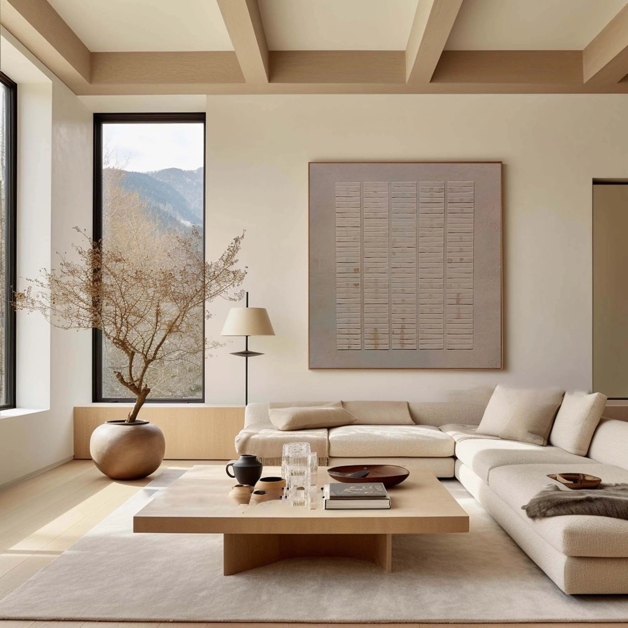 Hand-Painted Neutral Abstract Textured Wall Art #WA134
