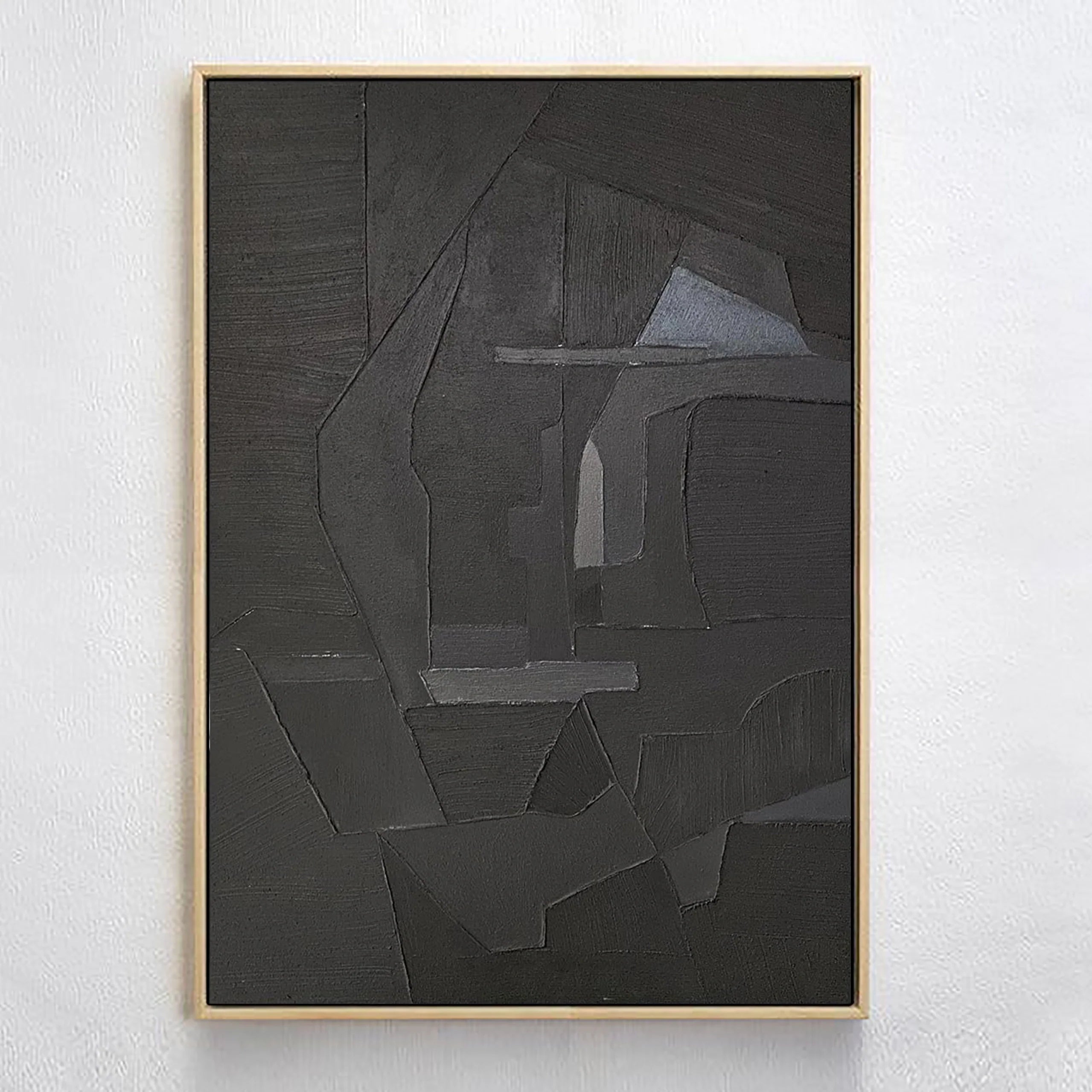 Original Minimalist Charcoal Grey Painting on Canvas for Living Room/Bedroom