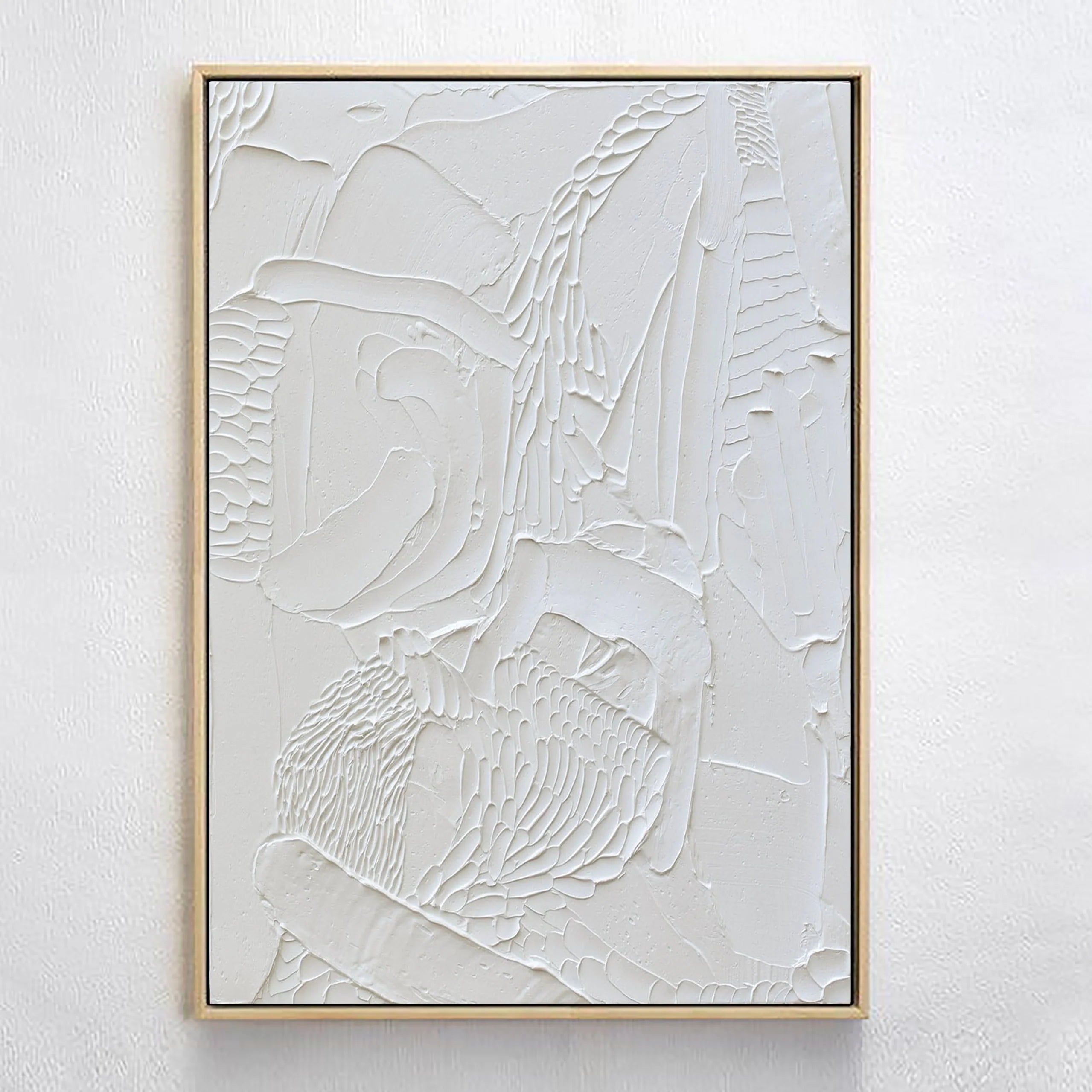 White Minimalistic Plaster 3D Textured Painting Wall Artwork Large Canvas