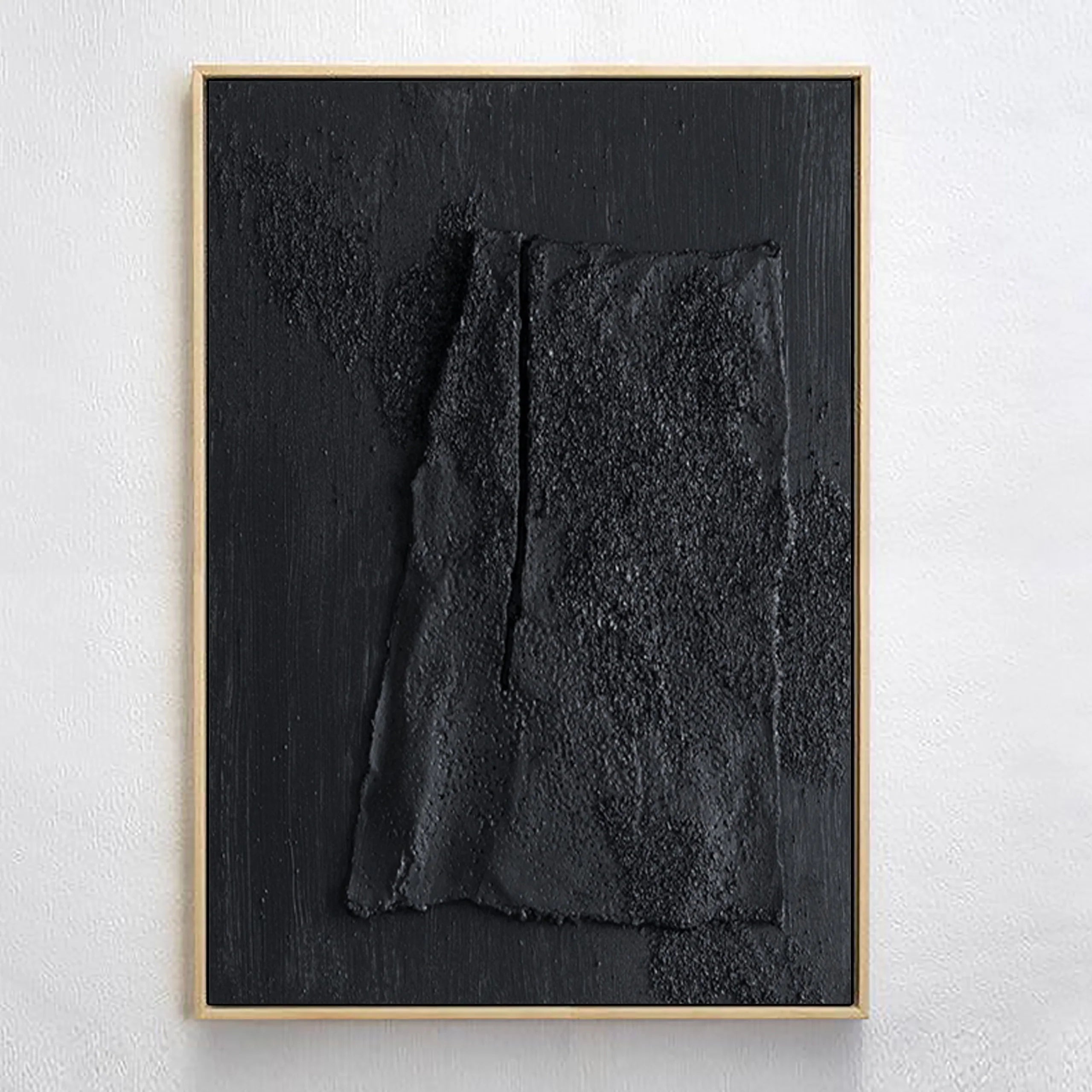 Black Textured Minimalist Painting on Canvas Handcrafted by Artist