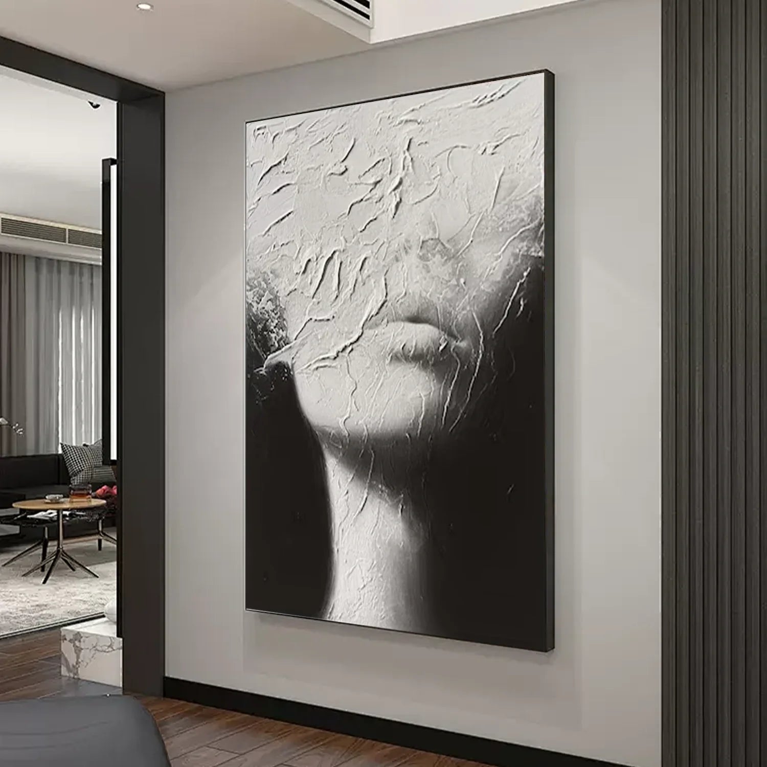 Abstract Portrait Black and White Painting #AB036