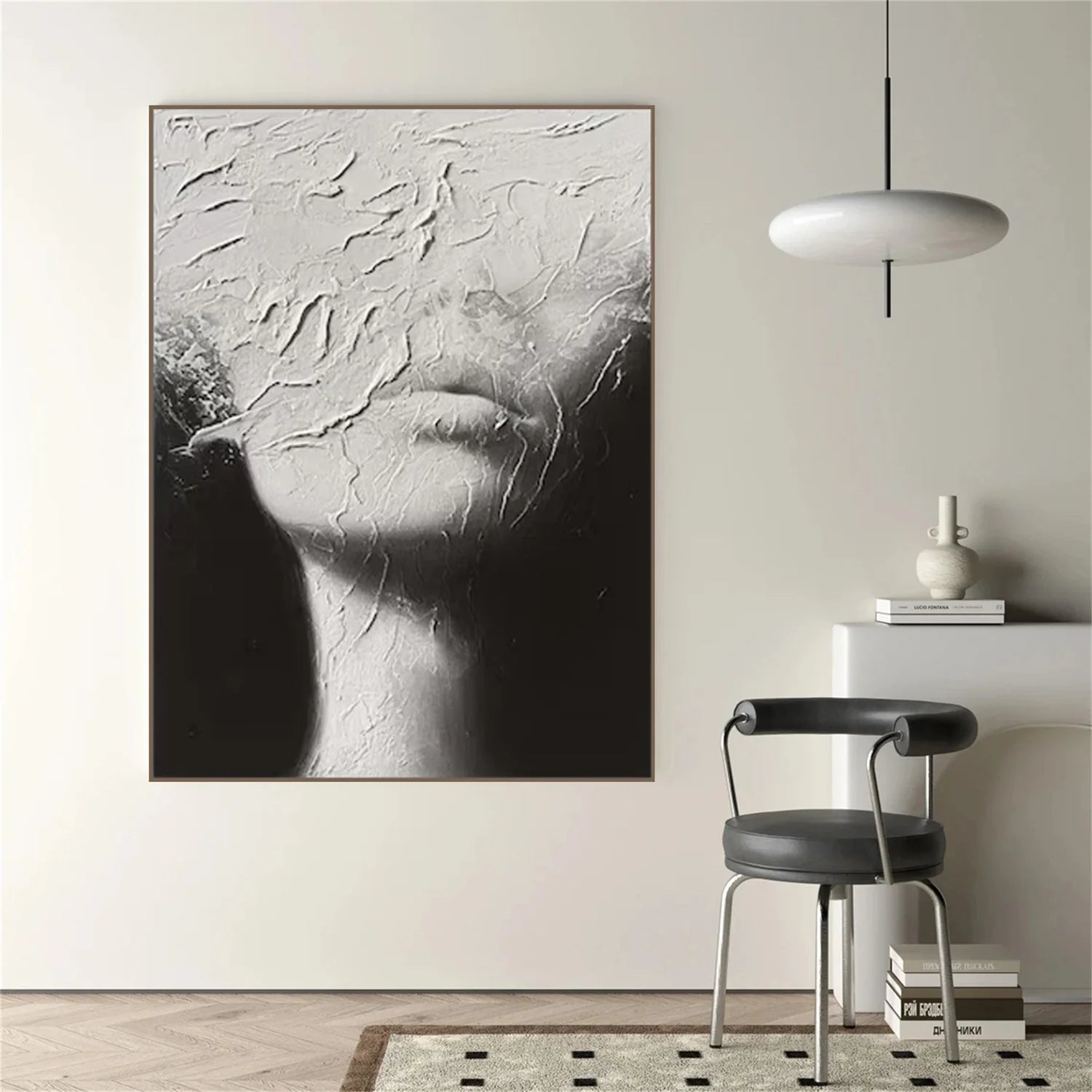 Abstract Portrait Black and White Painting #AB036