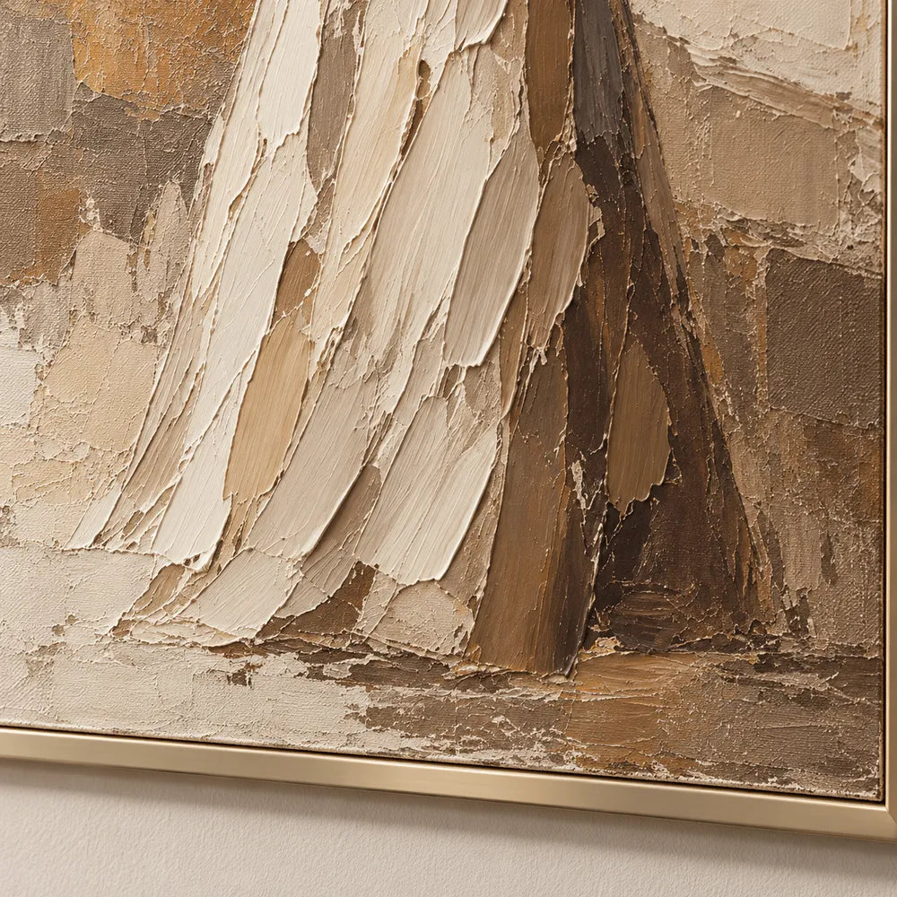 Cream Hand-Painted Figure Painting, Woman Seen from Behind #ITZL5S8E
