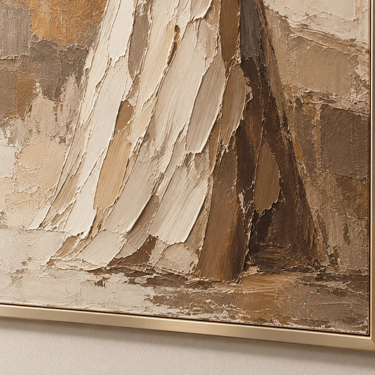 Cream Hand-Painted Figure Painting, Woman Seen from Behind #ITZL5S8E