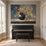 Slate Gray Hand-Painted Oil Painting, Orange Flowers in a Black Pitcher #S96P9Y7X
