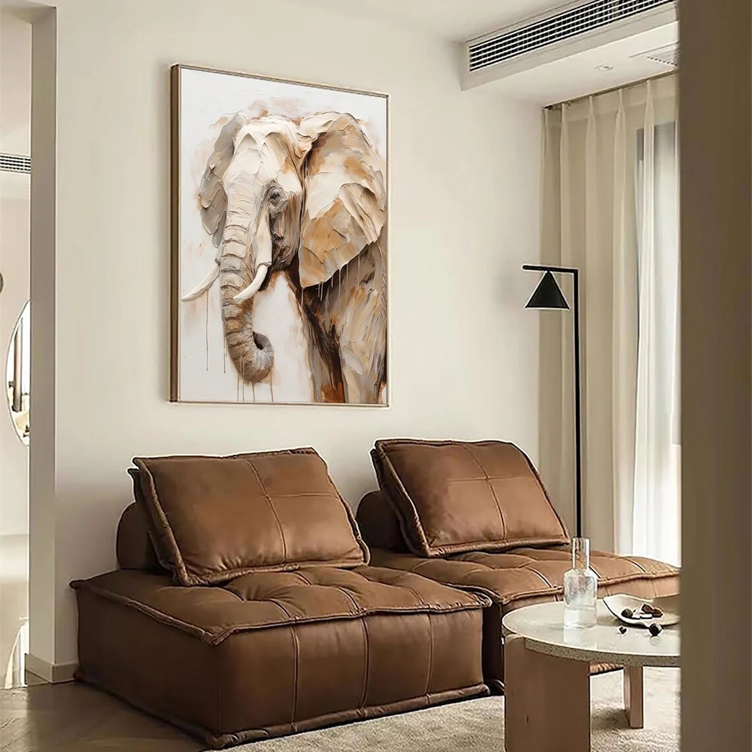 Beige and Brown Abstract Animal Wall Art #AM076