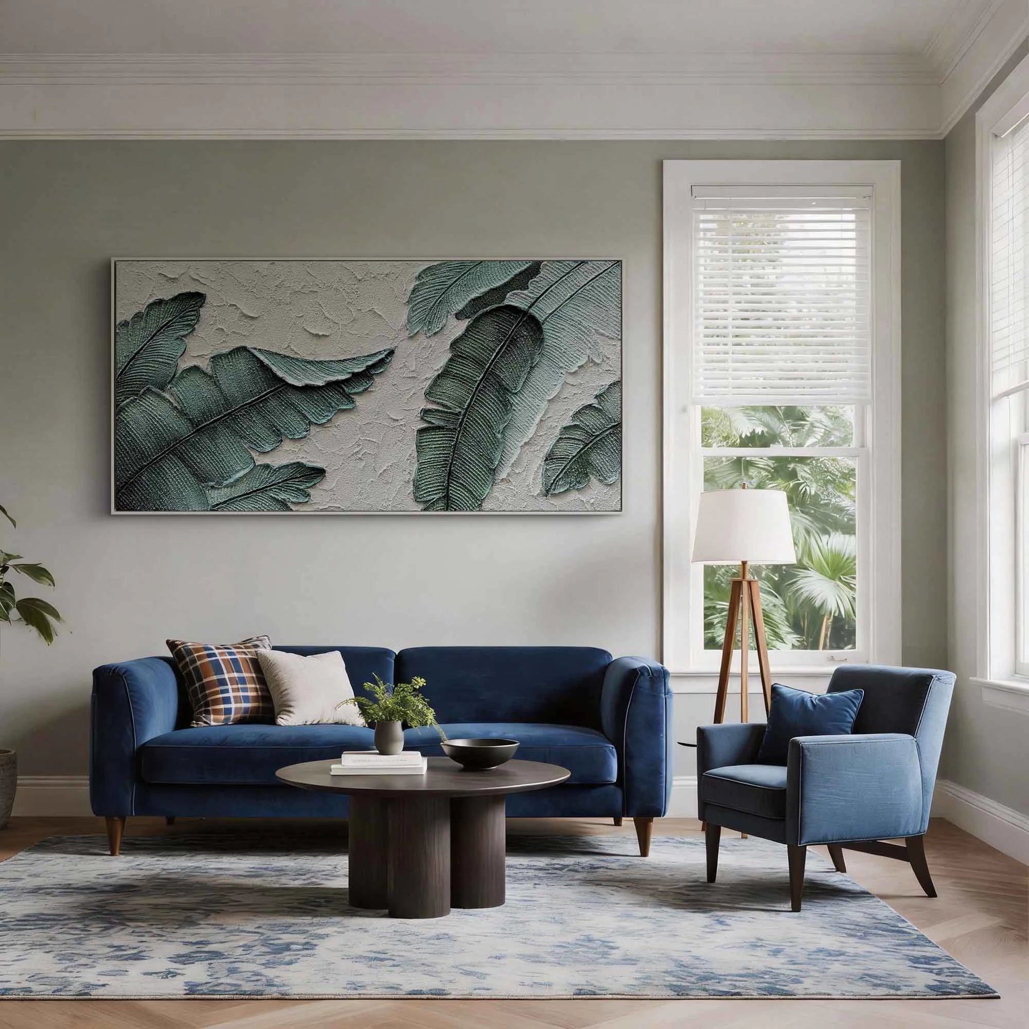 Modern Abstract Tropical Leaf Textured Oil Painting #FT512