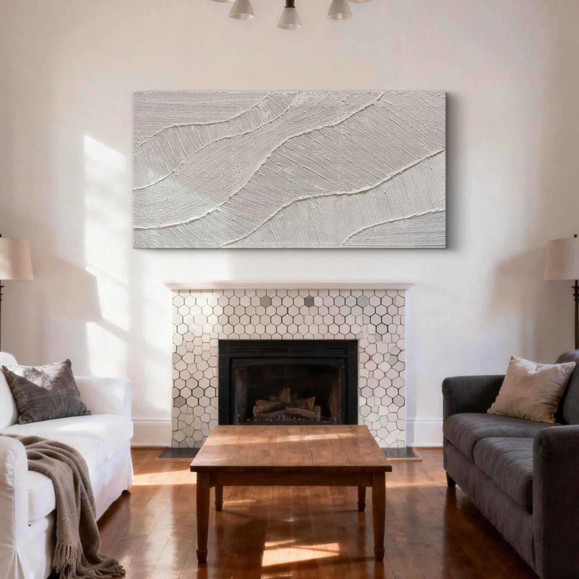 Minimalist Wave Textured Oil Painting #JM86