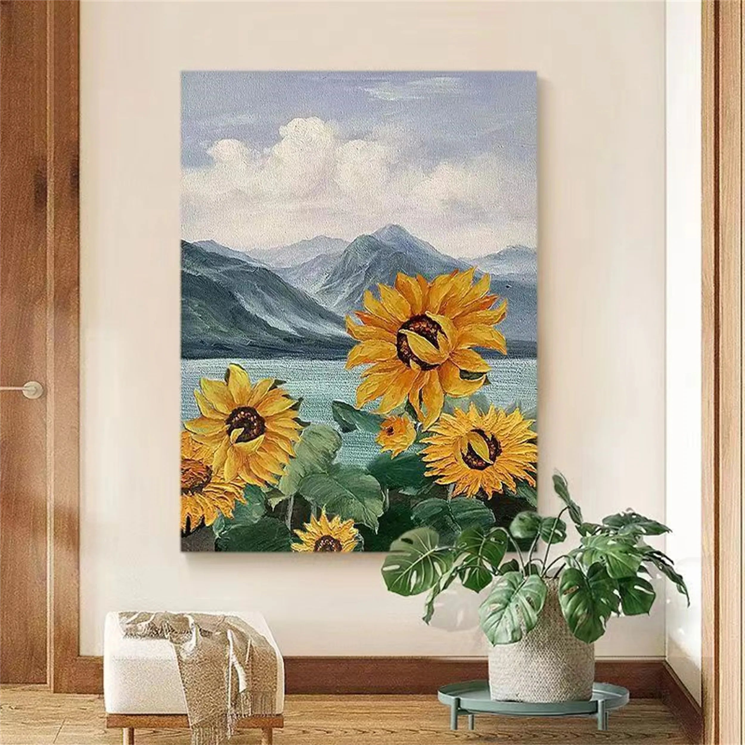 Colorful Flower & Tree Abstract Textured Wall Art #FT014