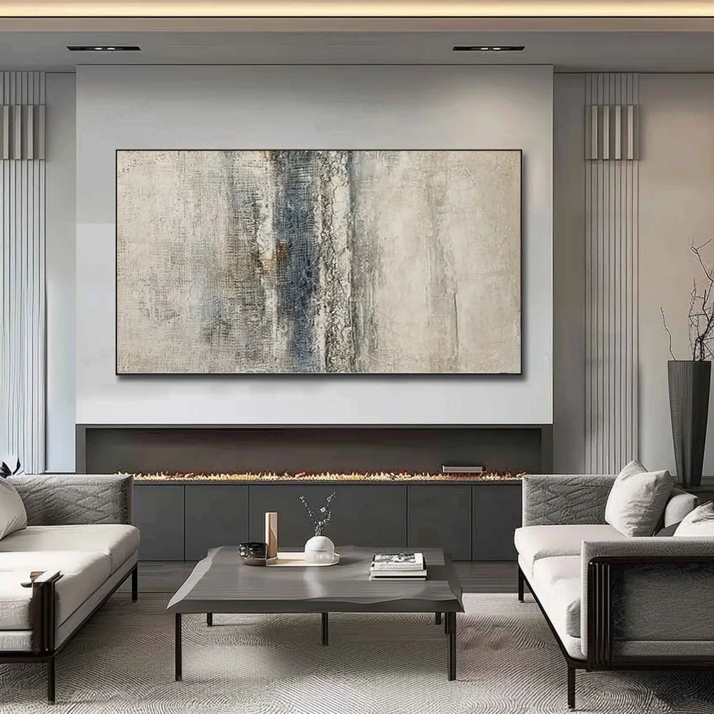 Wabi-Sabi Beige Gray Tone Abstract Oil Painting #WA108