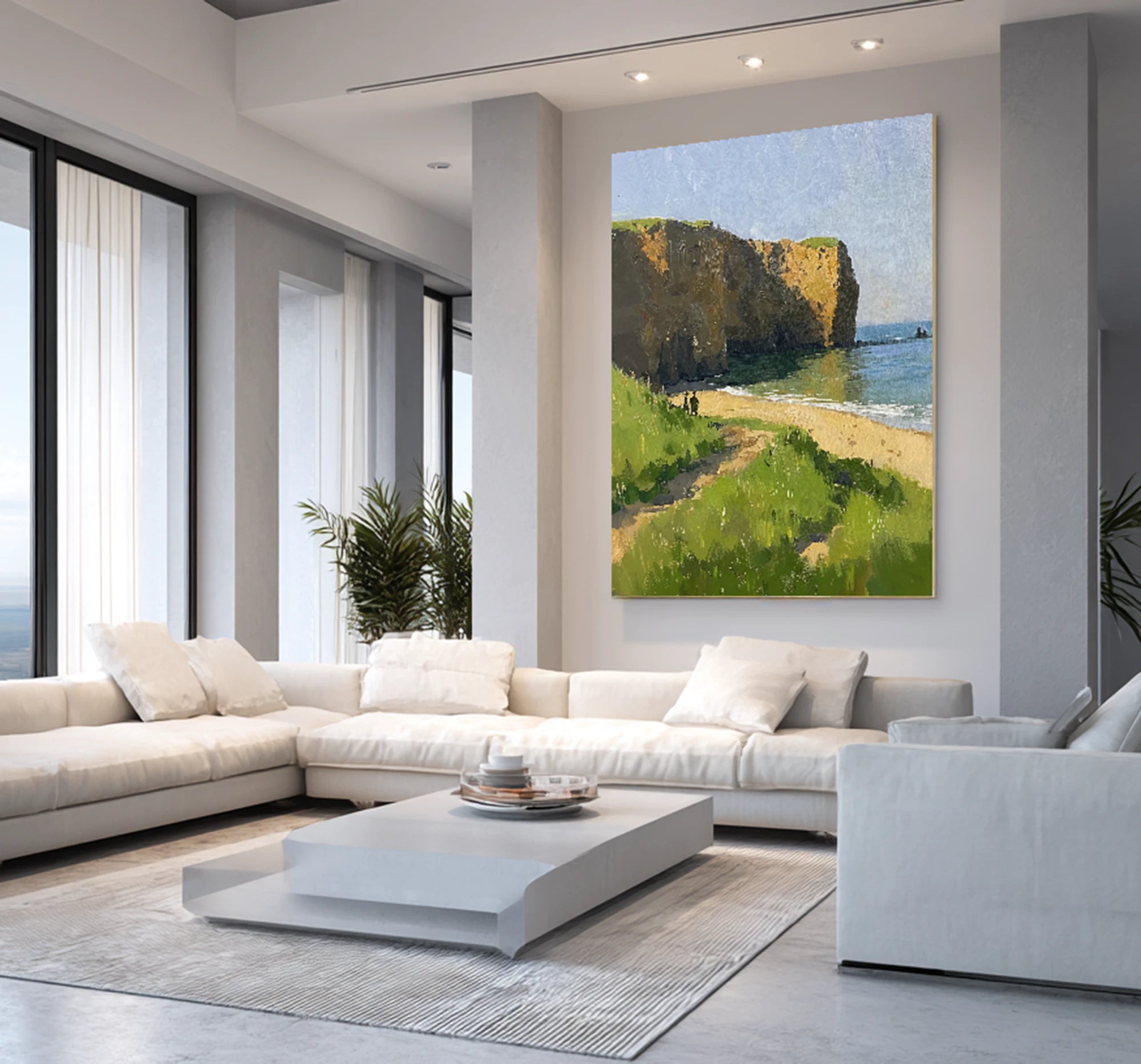Coastal Cliff Hand-Painted Oil Painting #FJ634