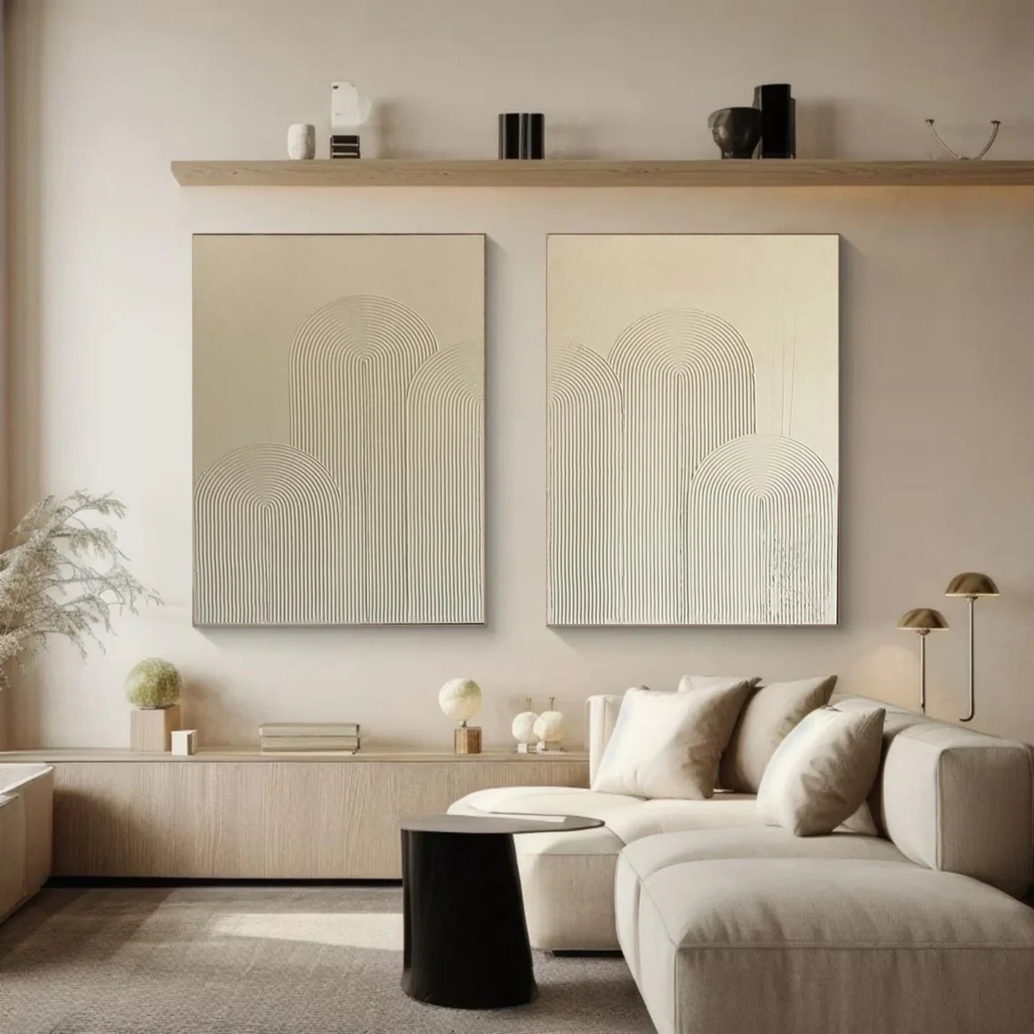 Beige Minimalist Textured Art Set of 2 #MD202