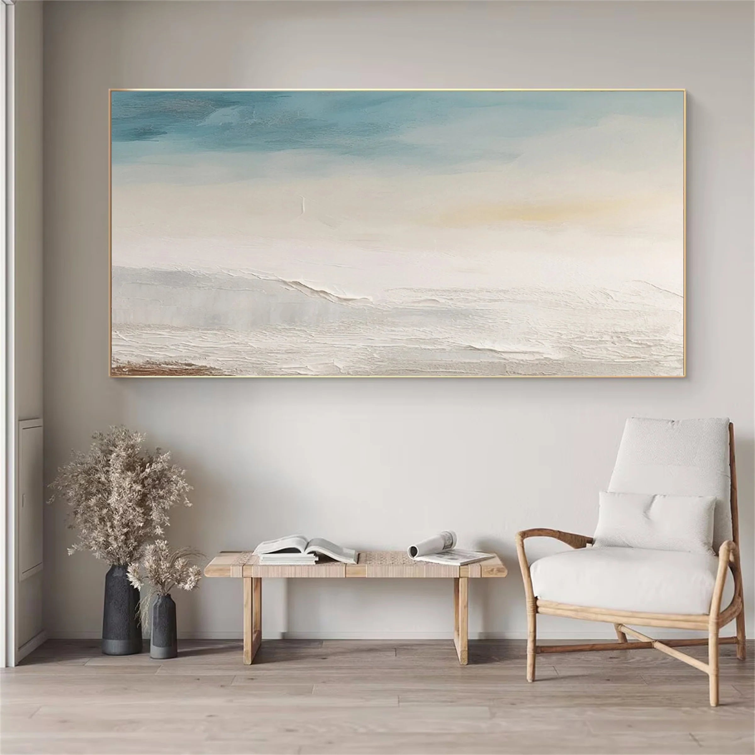 Minimalist Coastal Landscape Oil Painting #FJ206