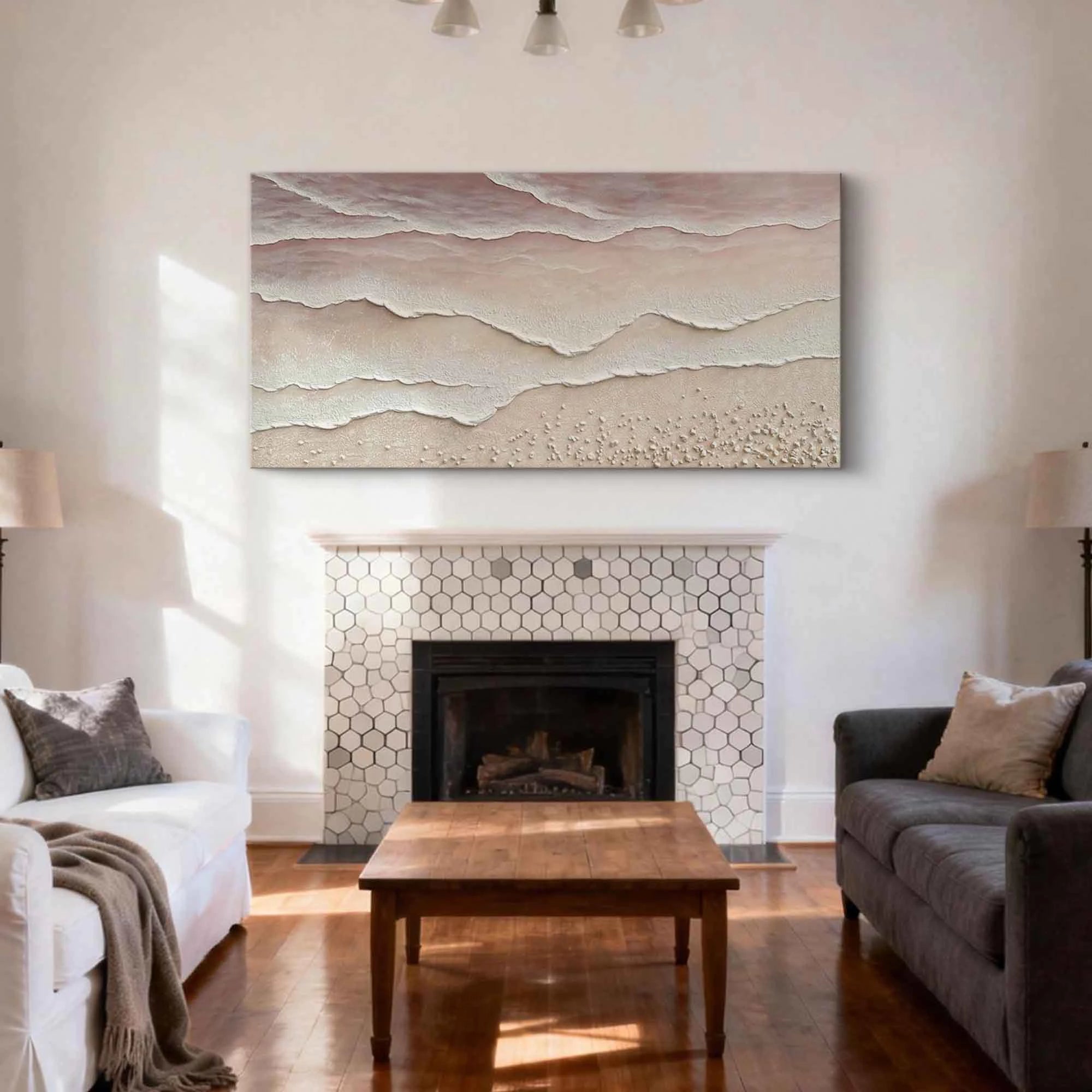 Neutral Tone Minimalist Seascape Art Painting #SK49