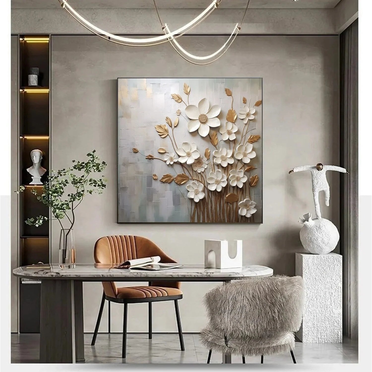 Flower & Tree Abstract Textured Wall Art #FT042