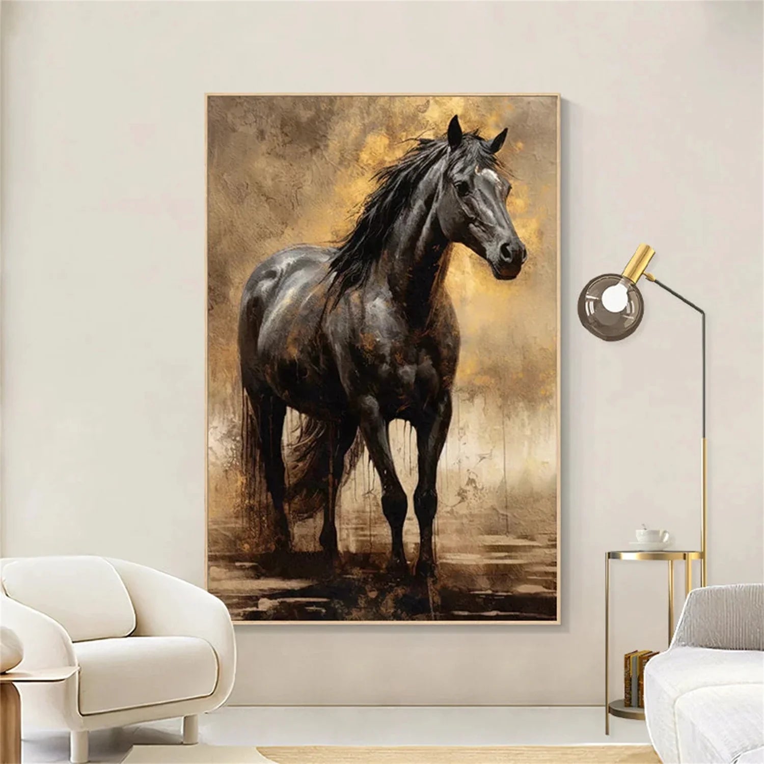 Beige and Brown House Abstract Animal Wall Art #AM056