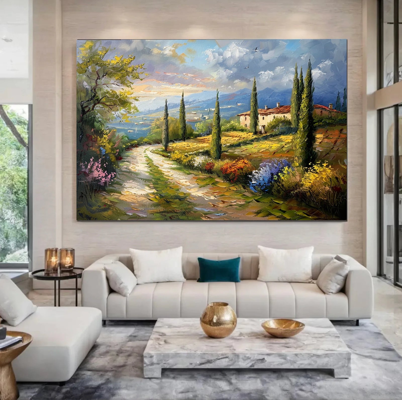 Tuscany Landscape Oil Painting | Textured Wall Art #FT601