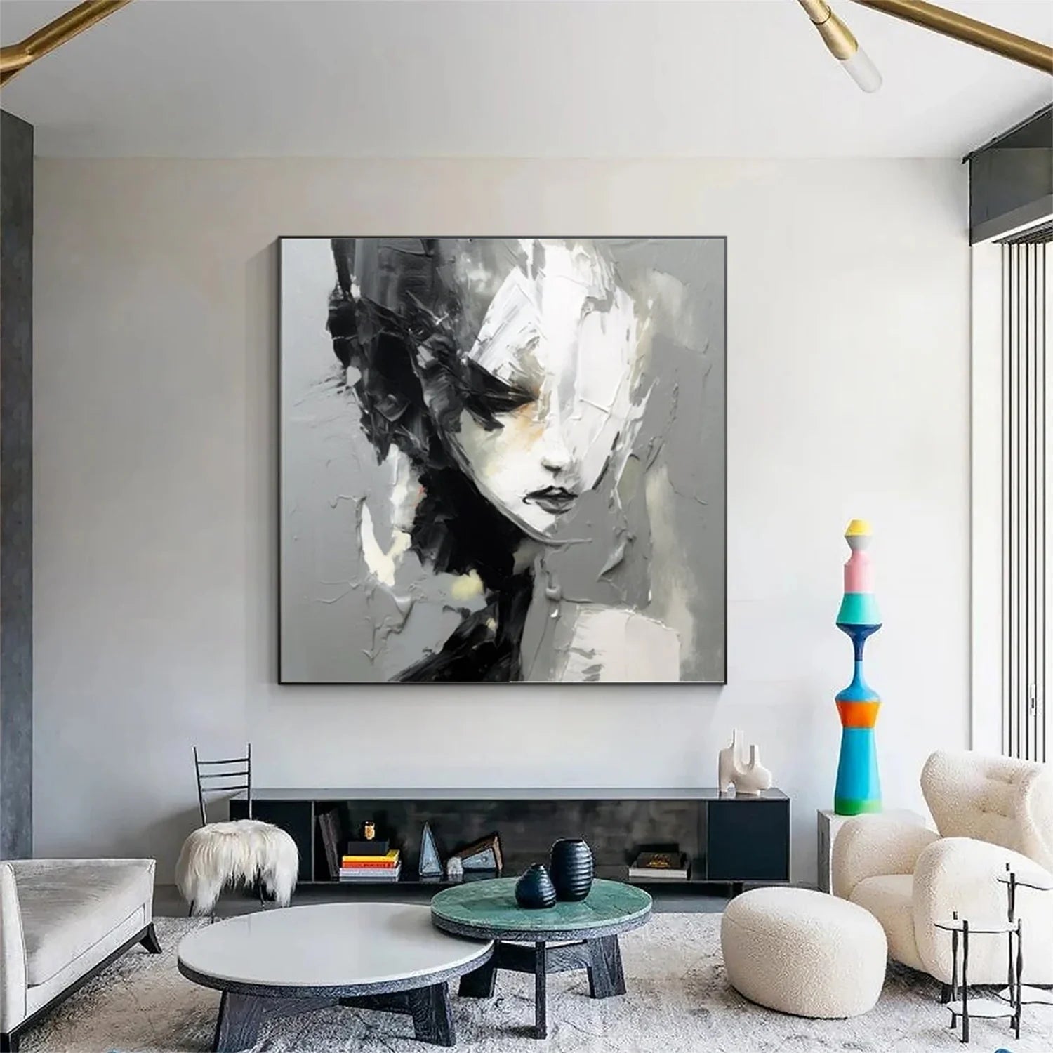Abstract Portrait Black and White Painting #AB031