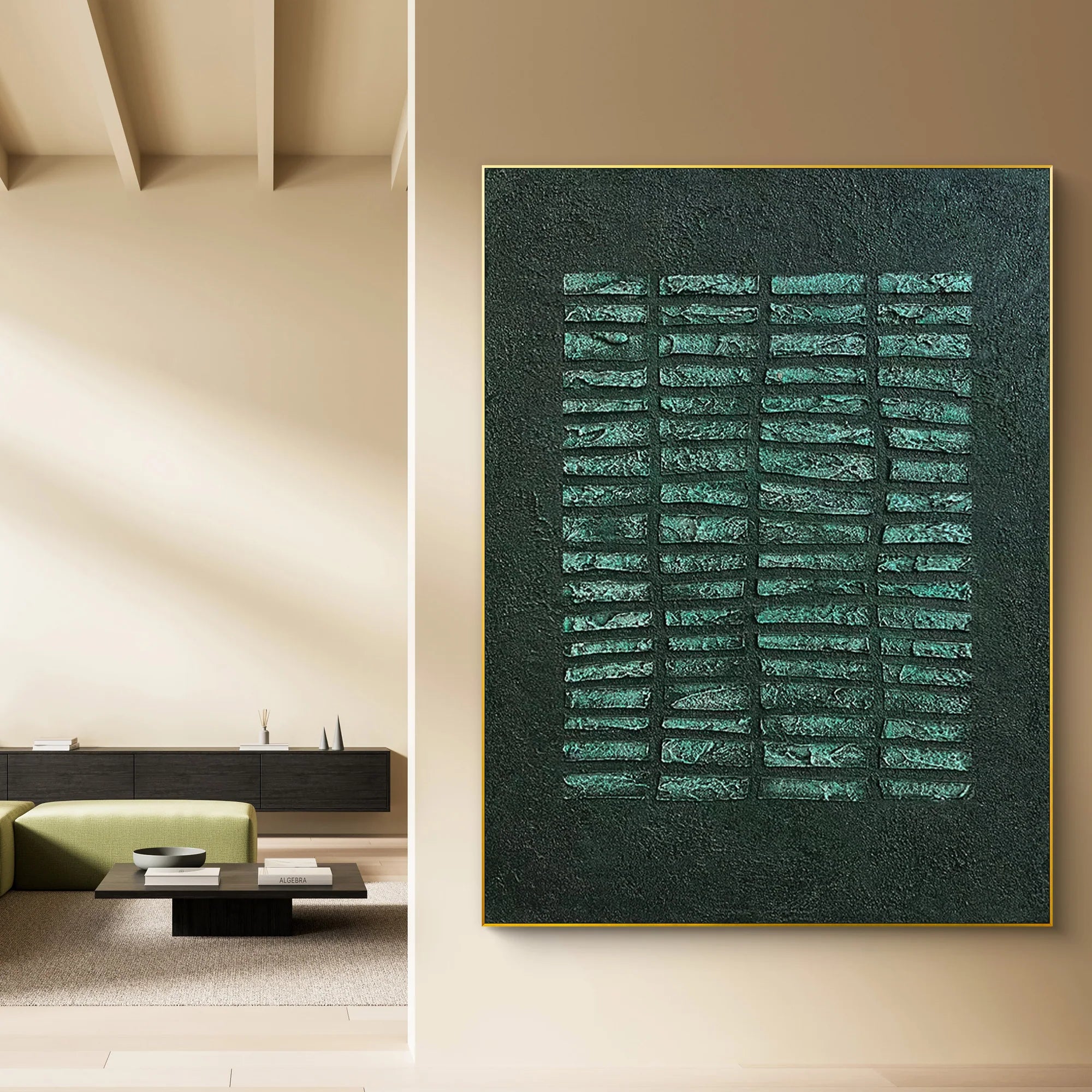 Deep Green 3D Textured Abstract Wall Art #MD145