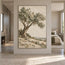 Beige Hand-Painted Tree Landscape, Twisting Trunk and Open Sky #S20VY9VF
