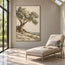 Beige Hand-Painted Tree Landscape, Twisting Trunk and Open Sky #S20VY9VF