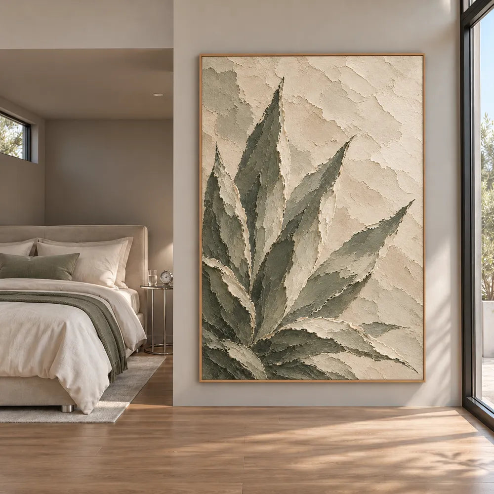 Sage Hand-Painted Botanical Painting, Pointed Leaf Fan #EJXVZ36F