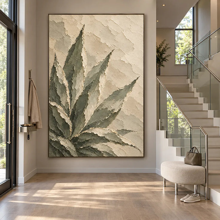 Sage Hand-Painted Botanical Painting, Pointed Leaf Fan #EJXVZ36F