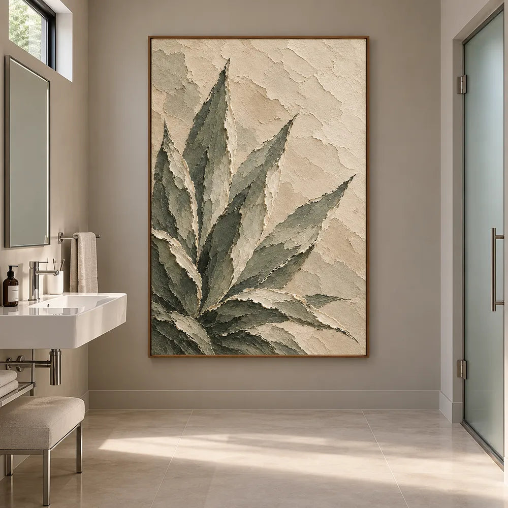 Sage Hand-Painted Botanical Painting, Pointed Leaf Fan #EJXVZ36F