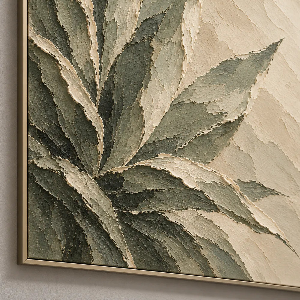 Sage Hand-Painted Botanical Painting, Pointed Leaf Fan #EJXVZ36F