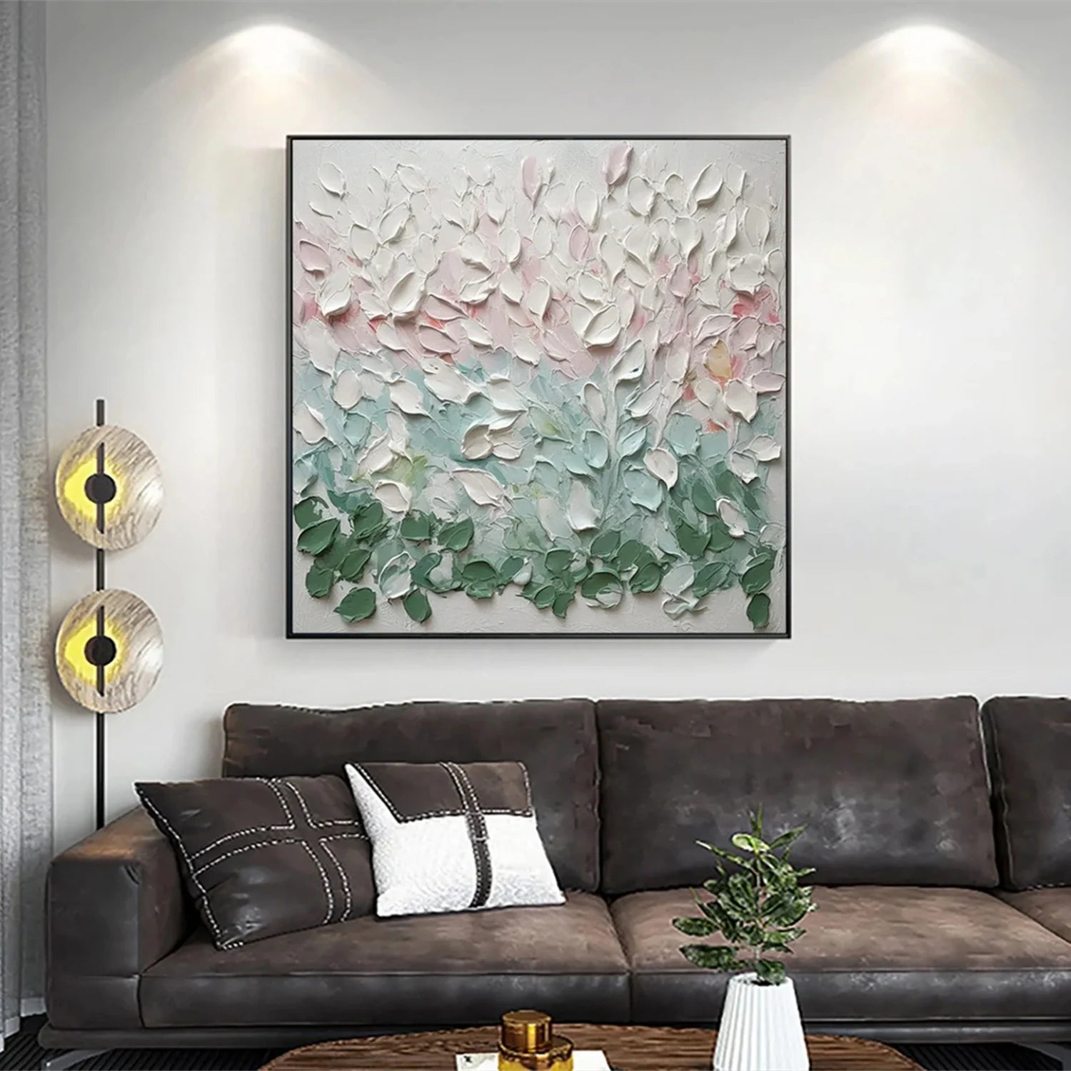 Colorful Flower & Tree Abstract Textured Wall Art #FT058