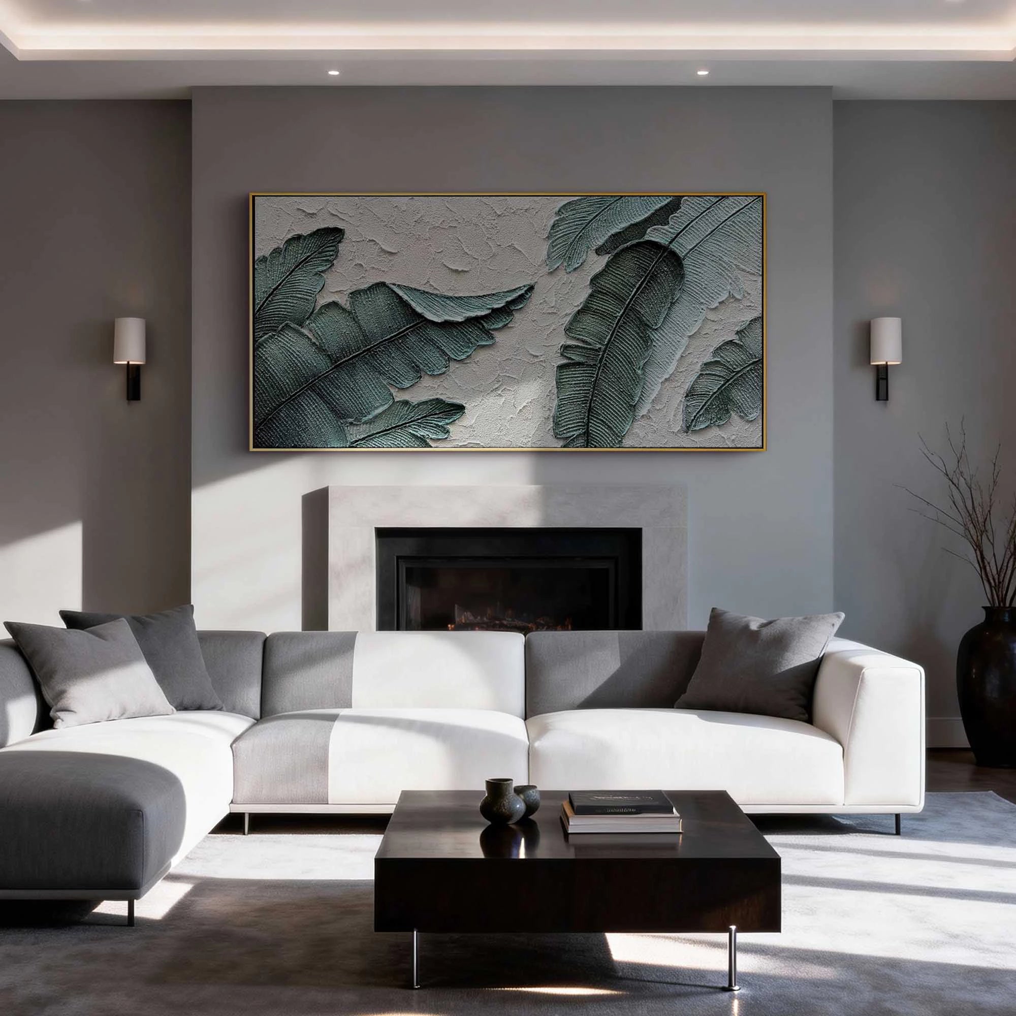 Modern Abstract Tropical Leaf Textured Oil Painting #FT512