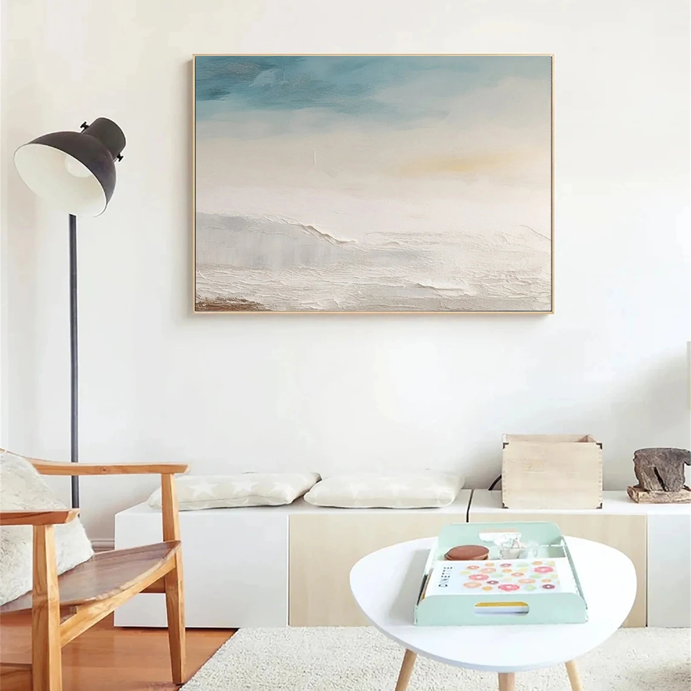 Minimalist Coastal Landscape Oil Painting #FJ206