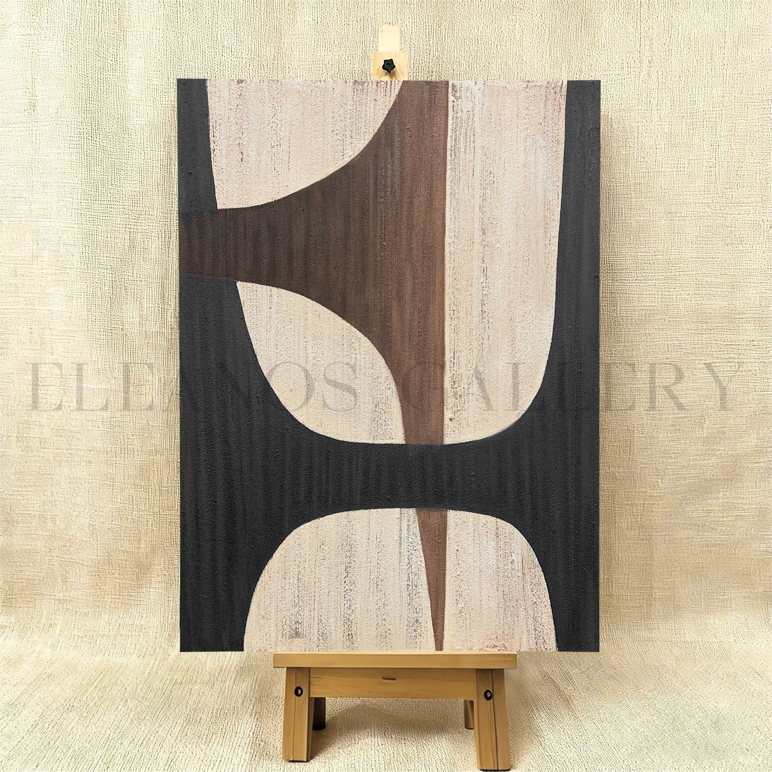 Oversize Large Wabi Sabi Abstract Painting on Canvas Minimalistic Wall Art, Black and Beige #WA018