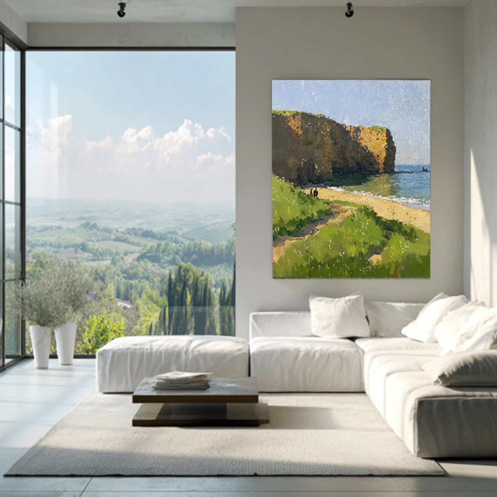 Coastal Cliff Hand-Painted Oil Painting #FJ634