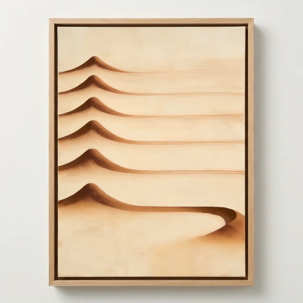 Desert Dune Textured Wall Art for Living Room, Warm Sand Beige Wabi Sabi Minimalist Landscape Painting