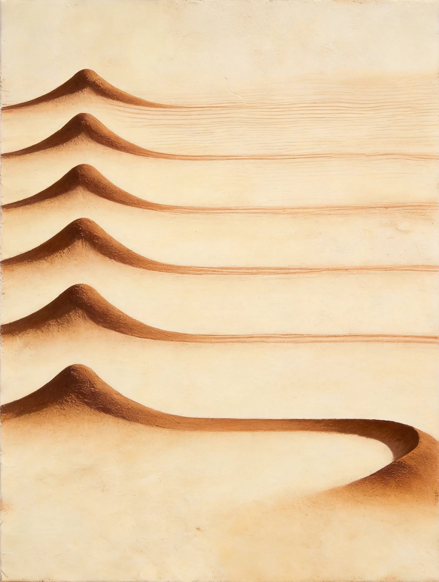 Desert Dune Textured Wall Art for Living Room, Warm Sand Beige Wabi Sabi Minimalist Landscape Painting