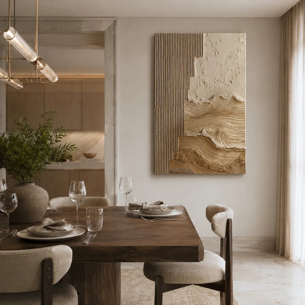 Beige Textured Wall Art for Entryway, Organic Wabi Sabi Abstract Painting #H1EAKTNS