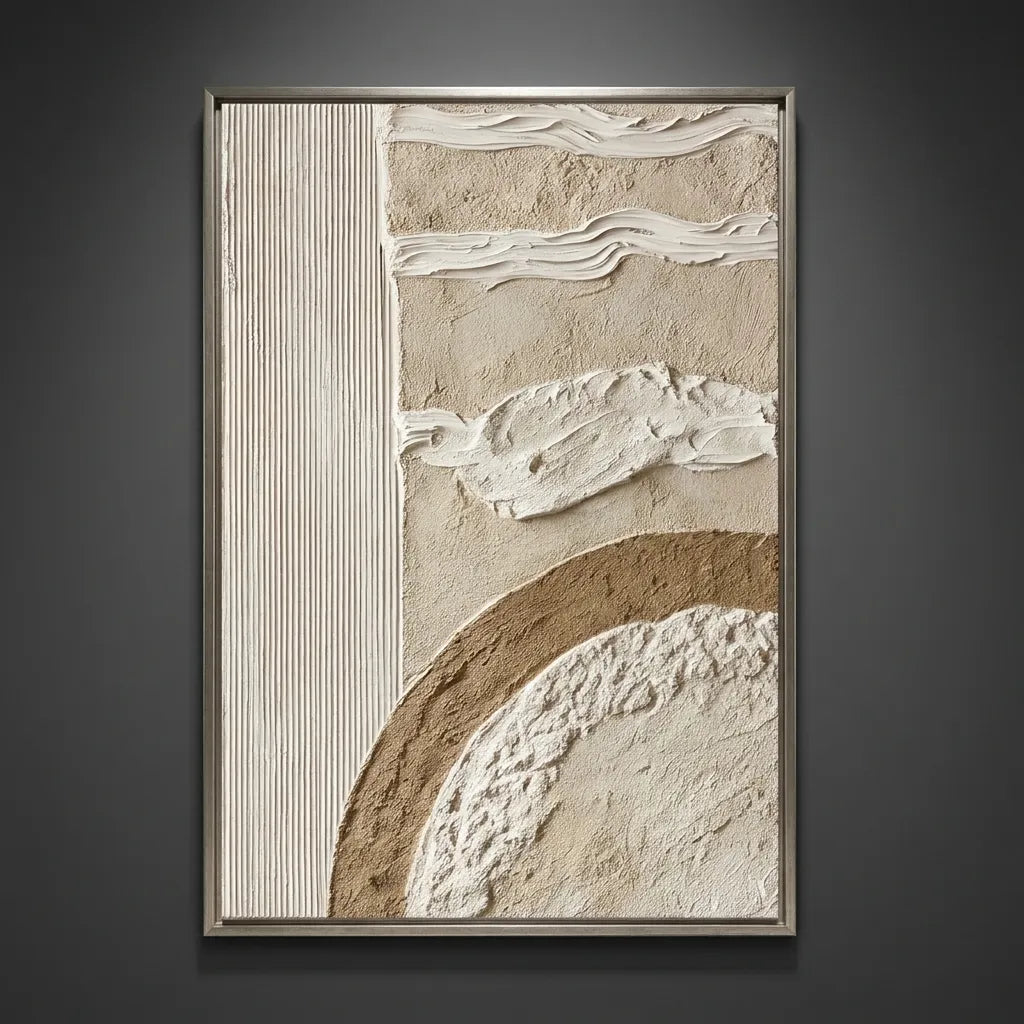 Neutral Textured Abstract Wall Art in Cream and Beige for Modern Living Rooms