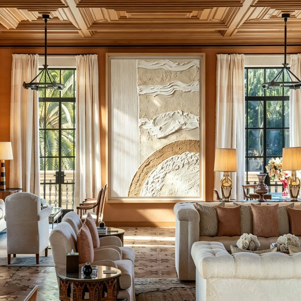 Neutral Textured Abstract Wall Art in Cream and Beige for Modern Living Rooms