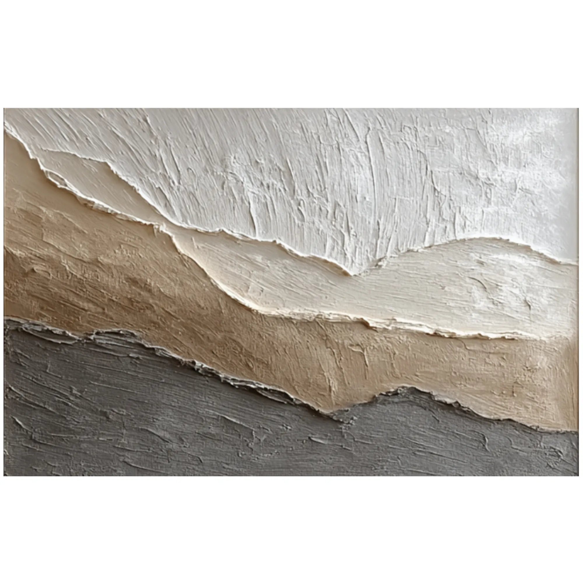 Neutral Textured Abstract Wall Art in Cream, Taupe and Charcoal for Modern Living Rooms