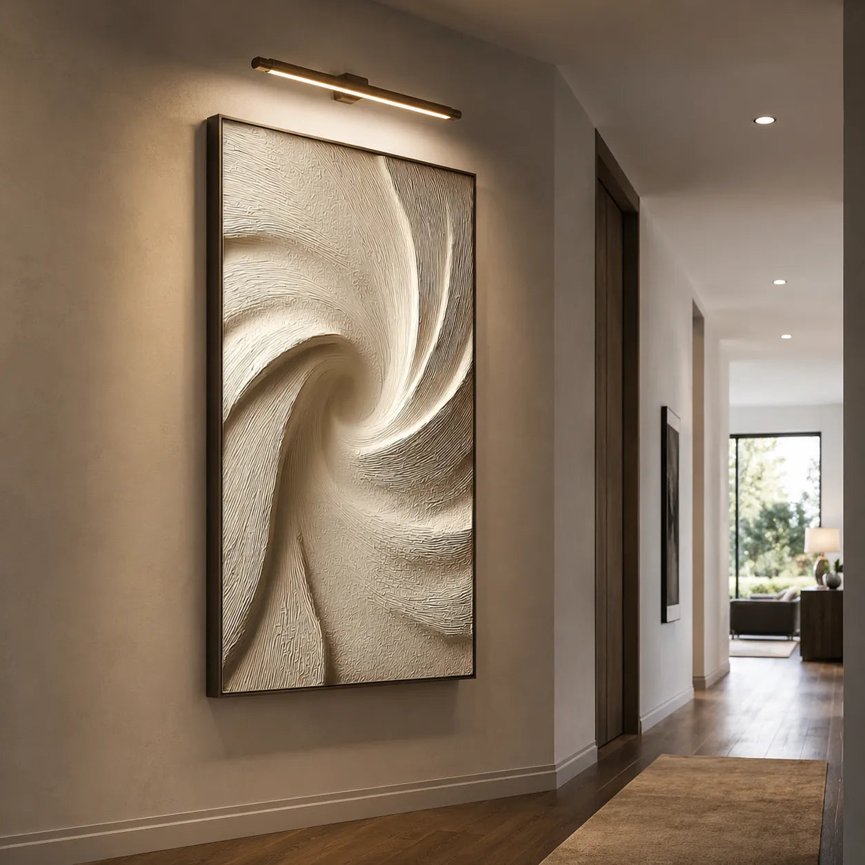 Neutral Textured Abstract Wall Art in Beige and Cream for Modern Entryways