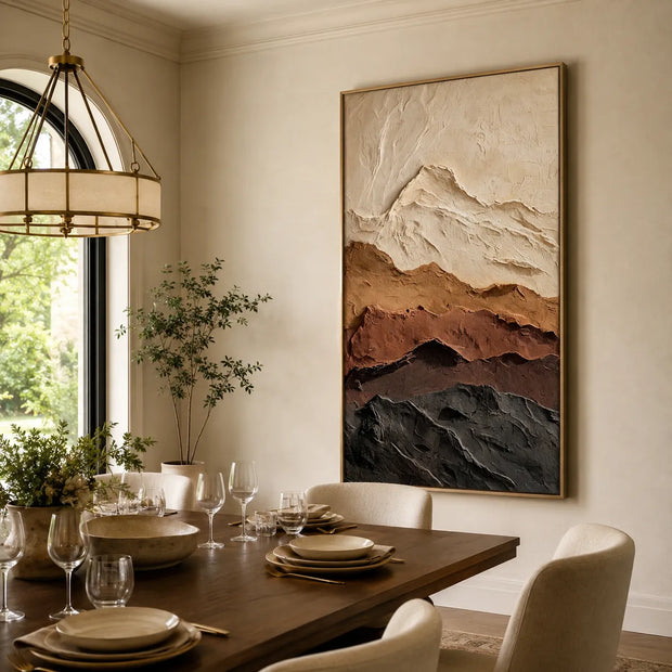 Earth Tone Textured Mountain Wall Art for Living Room, Wabi Sabi Abstract Landscape Painting #OCBT1ZFZ