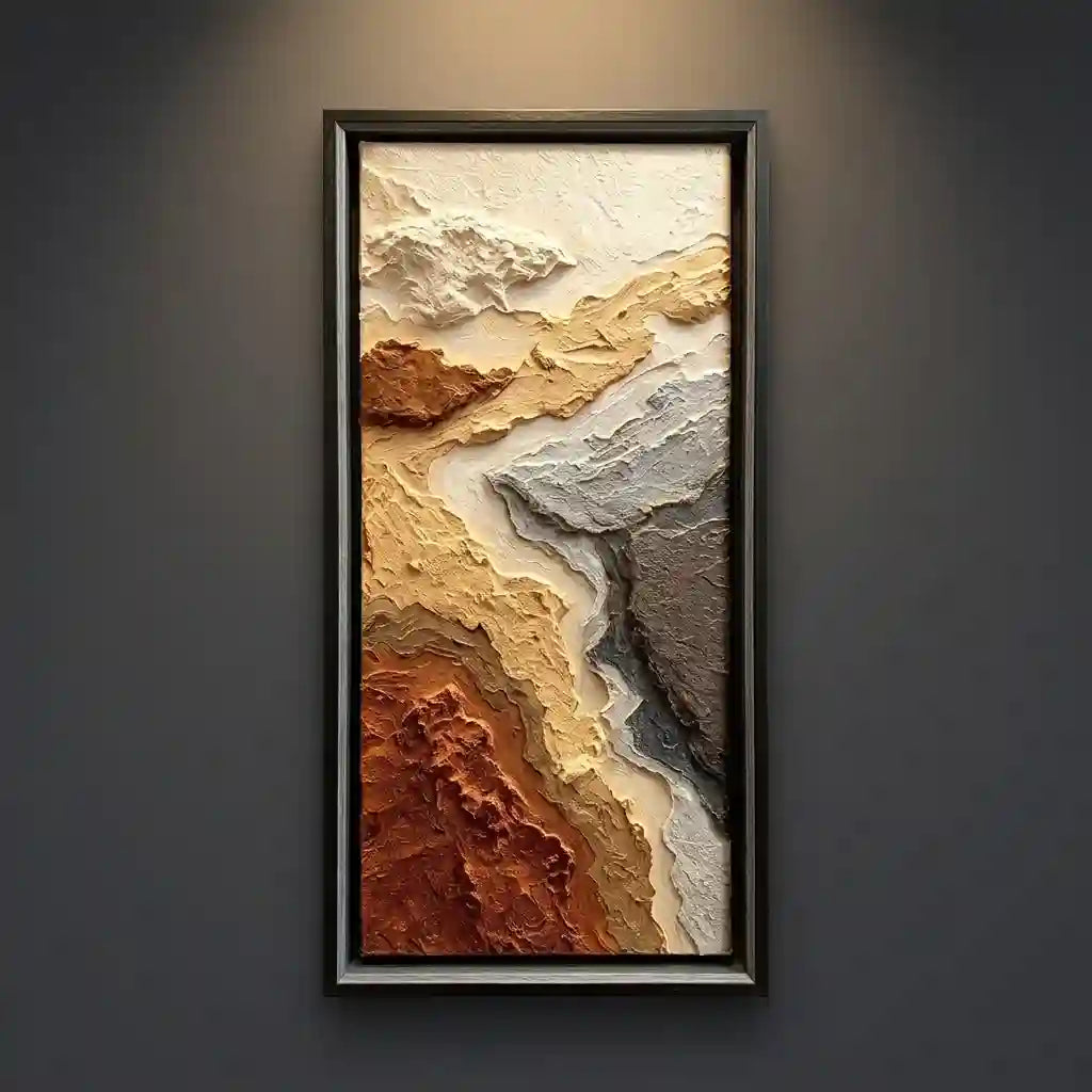 Abstract Earth Tone Landscape Wall Art with Layered Texture for Entryway