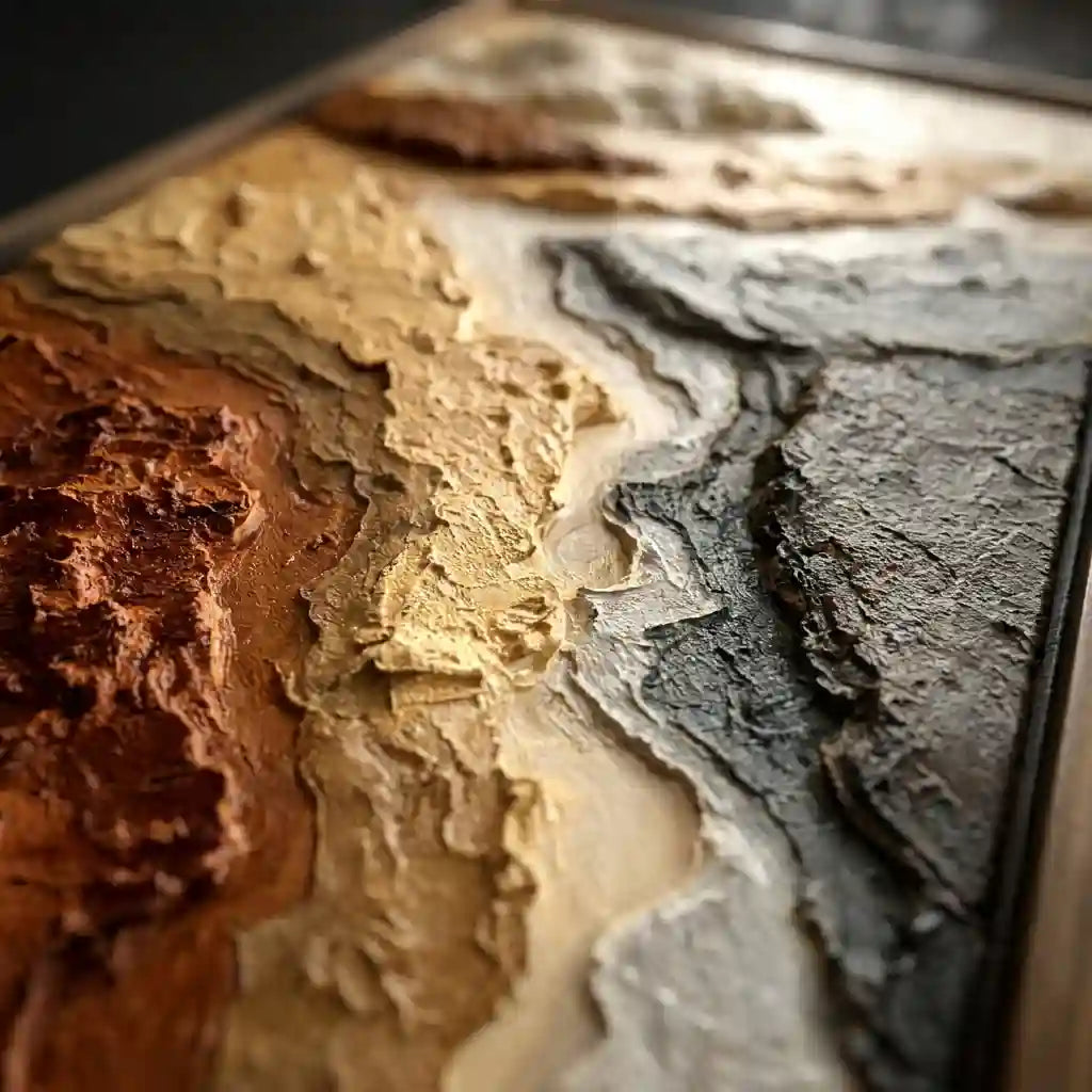 Abstract Earth Tone Landscape Wall Art with Layered Texture for Entryway