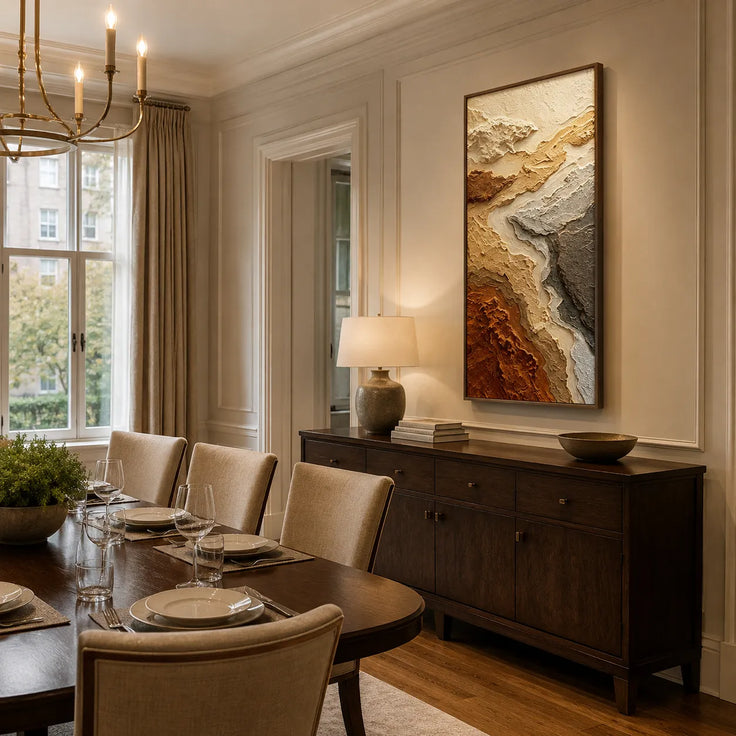 Earth Tone Textured Wall Art for Entryway, Organic Wabi Sabi Abstract Landscape #DYO11EZI