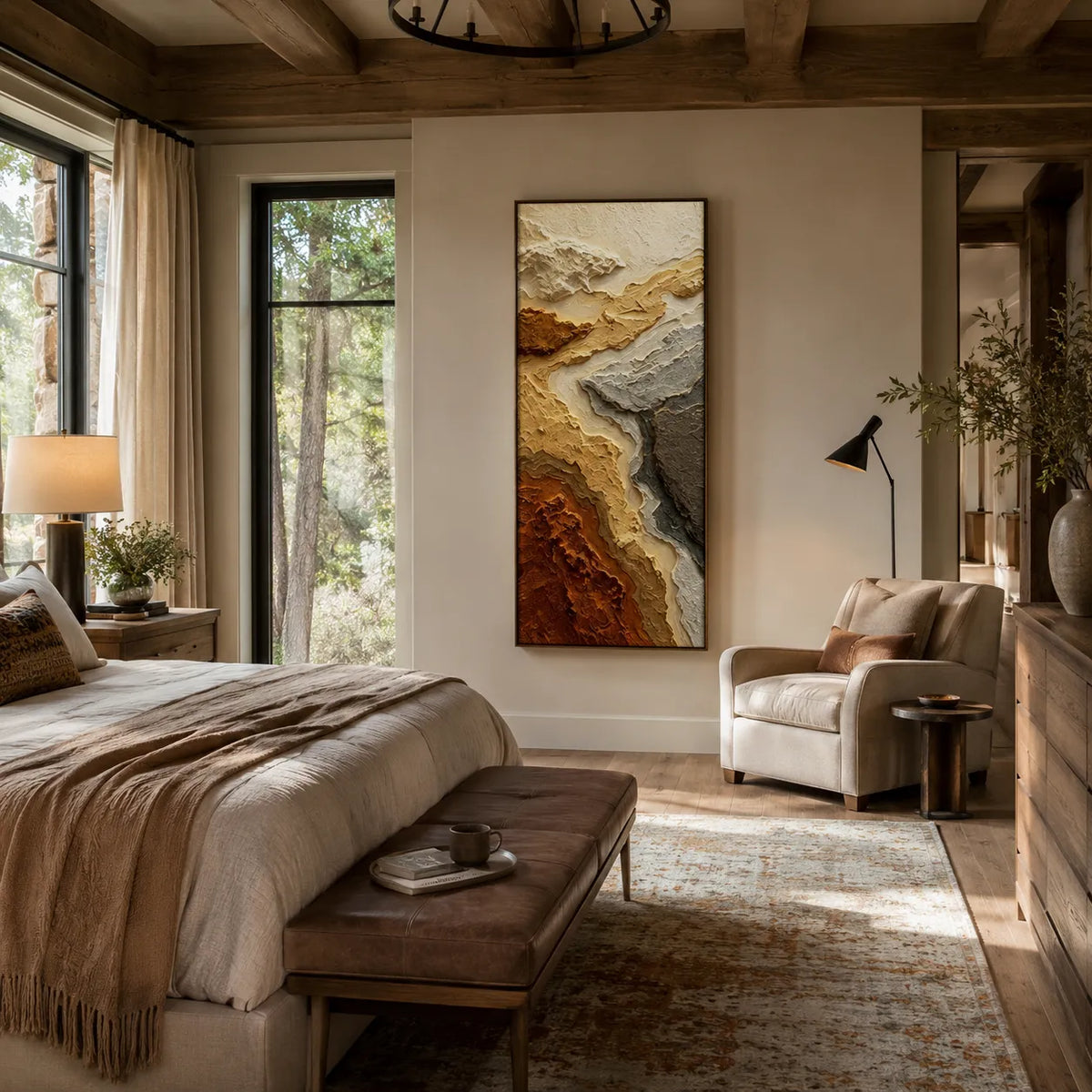 Earth Tone Textured Wall Art for Entryway, Organic Wabi Sabi Abstract Landscape #DYO11EZI