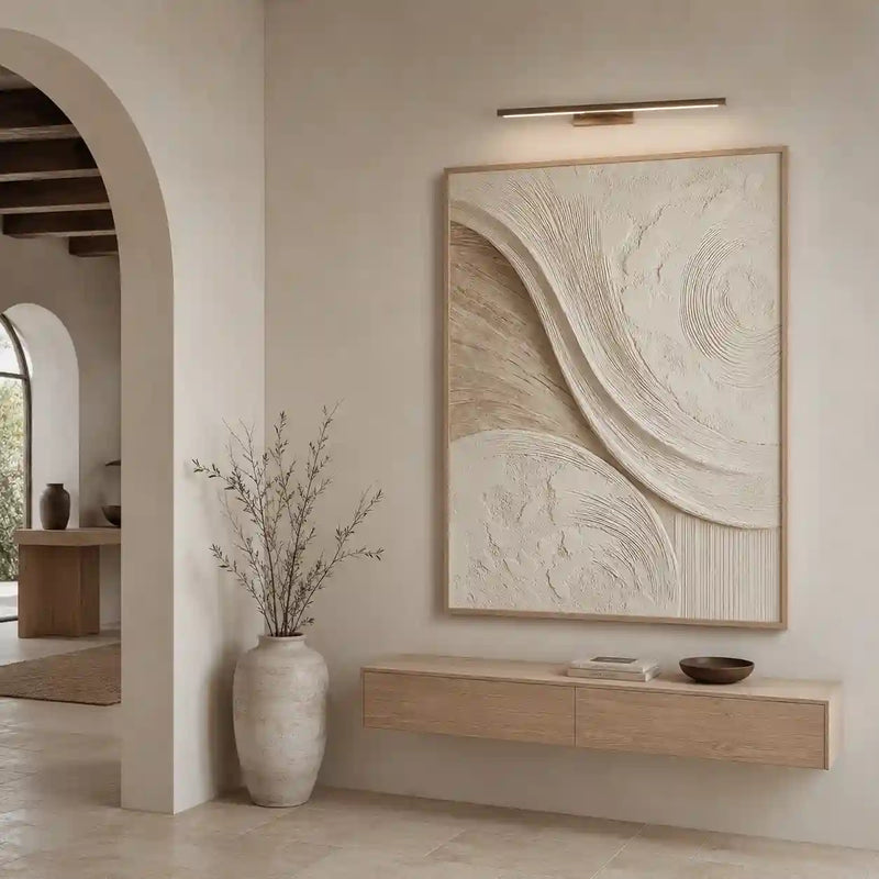 Neutral Textured Abstract Wall Art with Flowing Lines for Entryway