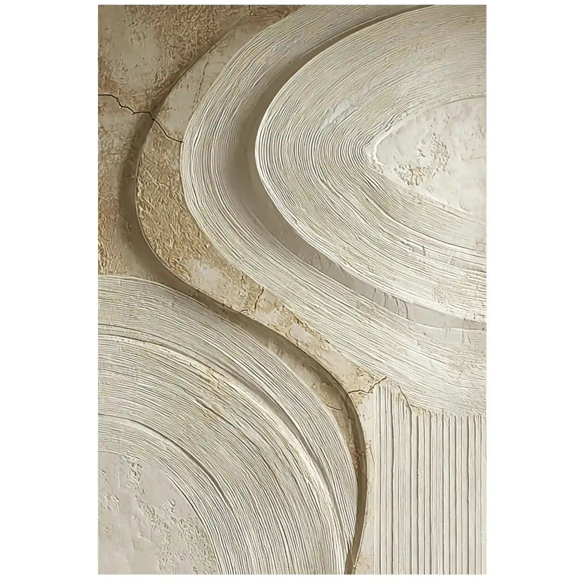 Warm Neutral Textured Abstract Wall Art with Flowing Curves for Living Room