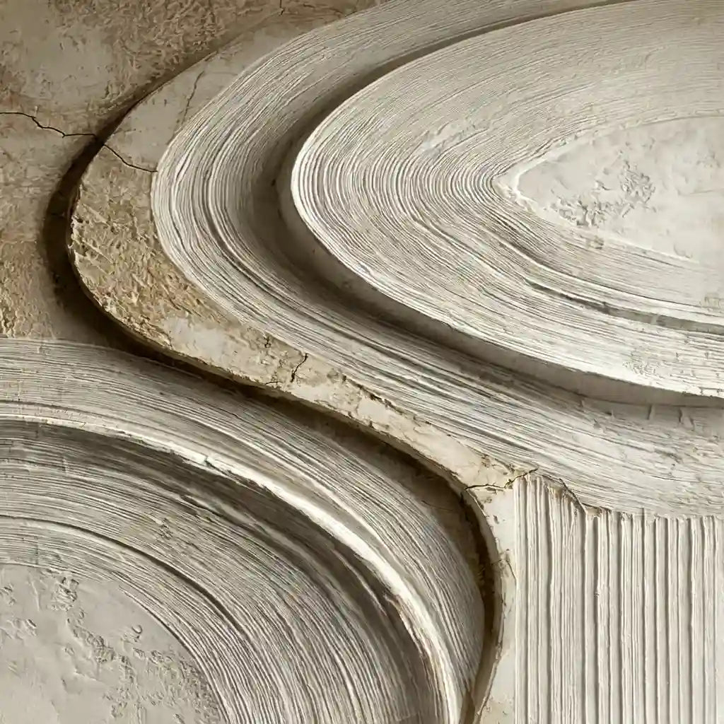 Warm Neutral Textured Abstract Wall Art with Flowing Curves for Living Room