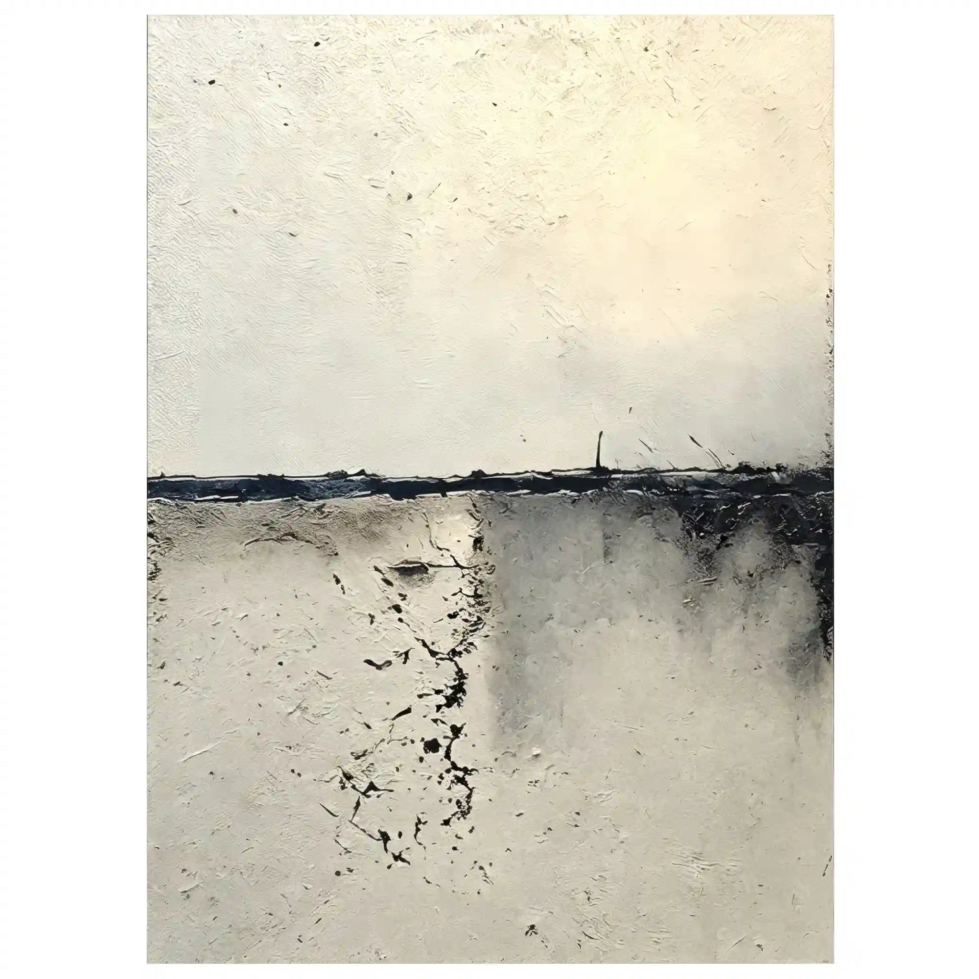 Minimalist Textured Abstract Wall Art in Ivory and Charcoal for Living Room